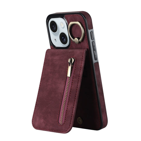 Retro Ring and Zipper RFID Card Slot Phone Case, For iPhone 16 Pro, For iPhone 16 Plus, For iPhone 16, For iPhone 15 Pro Max, For iPhone 15 Pro, For iPhone 15 Plus