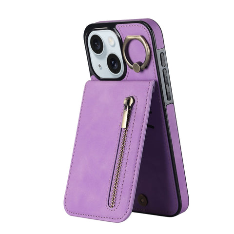 Retro Ring and Zipper RFID Card Slot Phone Case, For iPhone 16 Pro, For iPhone 16 Plus, For iPhone 16, For iPhone 15 Pro Max, For iPhone 15 Pro, For iPhone 15 Plus