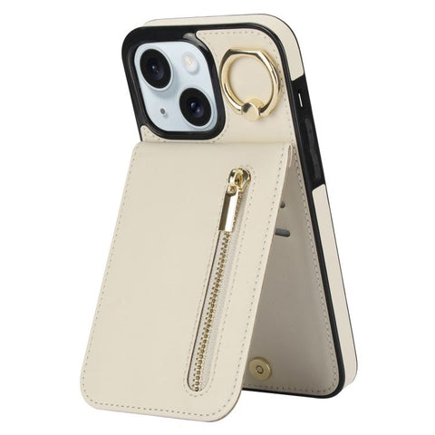 Retro Ring and Zipper RFID Card Slot Phone Case, For iPhone 16 Pro, For iPhone 16 Plus, For iPhone 16, For iPhone 15 Pro Max, For iPhone 15 Pro, For iPhone 15 Plus
