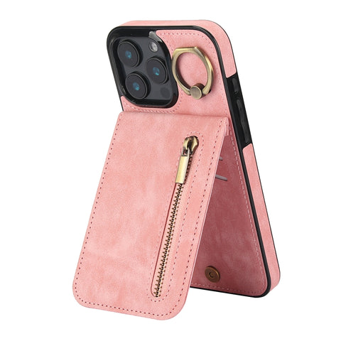Retro Ring and Zipper RFID Card Slot Phone Case, For iPhone 18 Pro / 17 Pro, For iPhone 18 Pro Max / 17 Pro Max, For iPhone 17e / 16e, For iPhone 17, For iPhone Air, For iPhone 16 Pro Max