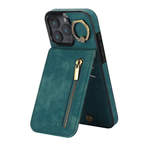 Retro Ring and Zipper RFID Card Slot Phone Case, For iPhone 18 Pro / 17 Pro, For iPhone 18 Pro Max / 17 Pro Max, For iPhone 17e / 16e, For iPhone 17, For iPhone Air, For iPhone 16 Pro Max