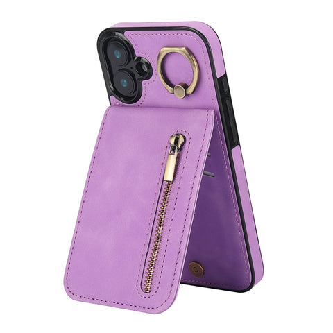 Retro Ring and Zipper RFID Card Slot Phone Case, For iPhone 16 Pro, For iPhone 16 Plus, For iPhone 16, For iPhone 15 Pro Max, For iPhone 15 Pro, For iPhone 15 Plus