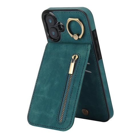 Retro Ring and Zipper RFID Card Slot Phone Case, For iPhone 16 Pro, For iPhone 16 Plus, For iPhone 16, For iPhone 15 Pro Max, For iPhone 15 Pro, For iPhone 15 Plus
