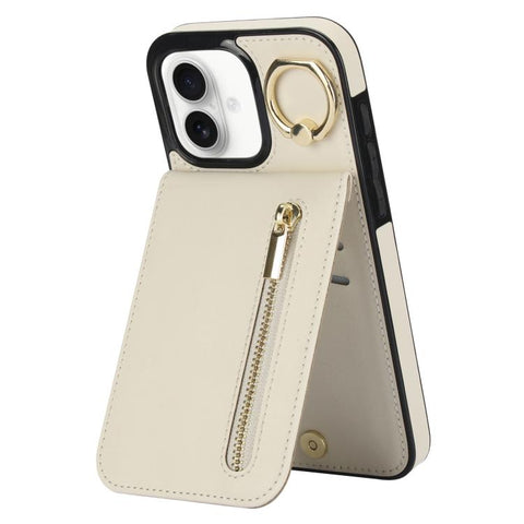 Retro Ring and Zipper RFID Card Slot Phone Case, For iPhone 16 Pro, For iPhone 16 Plus, For iPhone 16, For iPhone 15 Pro Max, For iPhone 15 Pro, For iPhone 15 Plus
