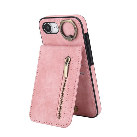 Retro Ring and Zipper RFID Card Slot Phone Case, For iPhone 18 Pro / 17 Pro, For iPhone 18 Pro Max / 17 Pro Max, For iPhone 17e / 16e, For iPhone 17, For iPhone Air, For iPhone 16 Pro Max