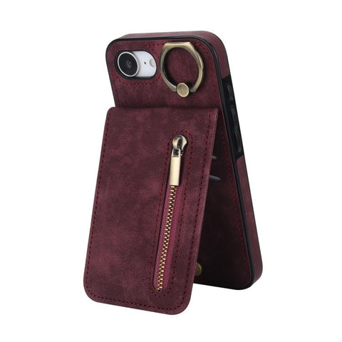 Retro Ring and Zipper RFID Card Slot Phone Case, For iPhone 18 Pro / 17 Pro, For iPhone 18 Pro Max / 17 Pro Max, For iPhone 17e / 16e, For iPhone 17, For iPhone Air, For iPhone 16 Pro Max