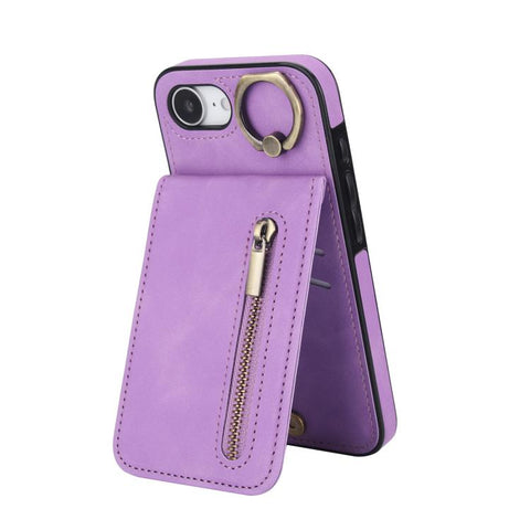 Retro Ring and Zipper RFID Card Slot Phone Case, For iPhone 18 Pro / 17 Pro, For iPhone 18 Pro Max / 17 Pro Max, For iPhone 17e / 16e, For iPhone 17, For iPhone Air, For iPhone 16 Pro Max
