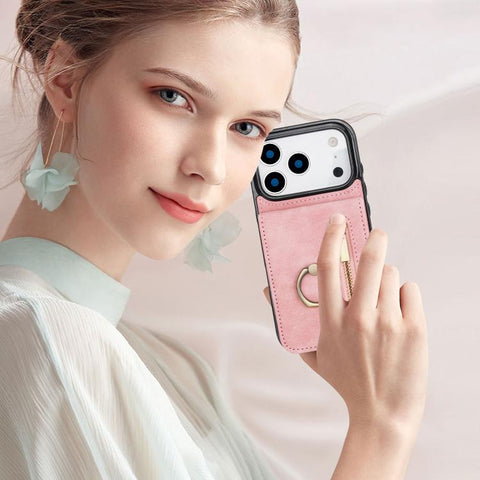 Retro Ring and Zipper RFID Card Slot Phone Case, For iPhone 18 Pro / 17 Pro, For iPhone 18 Pro Max / 17 Pro Max, For iPhone 17e / 16e, For iPhone 17, For iPhone Air, For iPhone 16 Pro Max