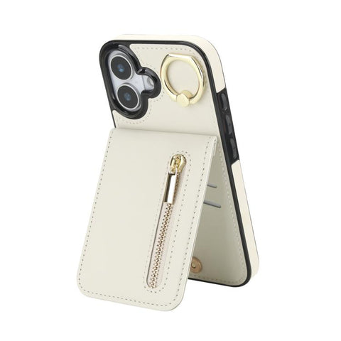 Retro Ring and Zipper RFID Card Slot Phone Case, For iPhone 18 Pro / 17 Pro, For iPhone 18 Pro Max / 17 Pro Max, For iPhone 17e / 16e, For iPhone 17, For iPhone Air, For iPhone 16 Pro Max