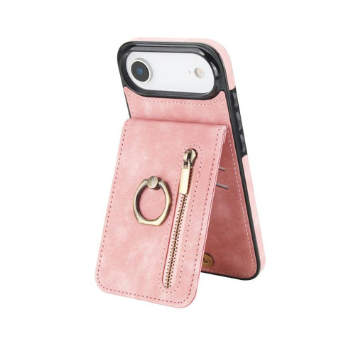 Retro Ring and Zipper RFID Card Slot Phone Case, For iPhone 18 Pro / 17 Pro, For iPhone 18 Pro Max / 17 Pro Max, For iPhone 17e / 16e, For iPhone 17, For iPhone Air, For iPhone 16 Pro Max