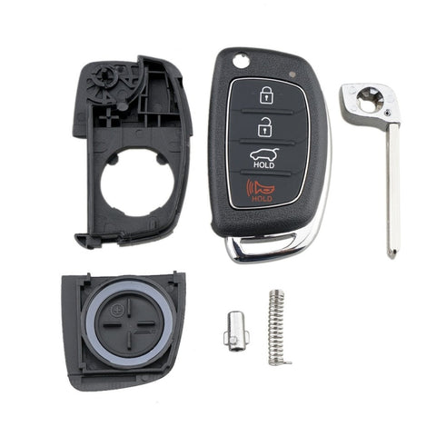 4-button Folding Car Key Shell with Metal Edge Solaris ix35 ix4 Santa For Hyundai Sonata 2014-2017 / Tucson 2016-2019 /  Santa Fe 2013-2016, For Hyundai 4-button Solaris ix35 ix4