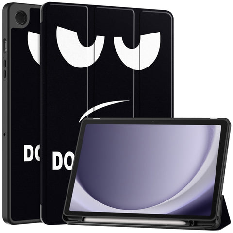 Custer Painted 3-Fold Holder Smart TPU Leather Tablet Case with Pen Tray, For Samsung Galaxy Tab A9+