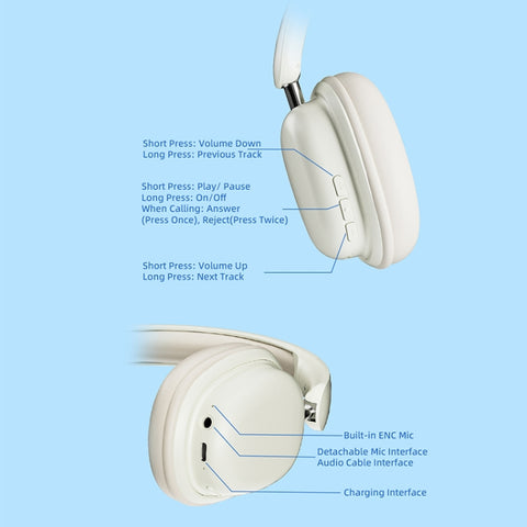 T1 Foldable Phone Audio ENC Noise Reduction Wireless Gaming Headphones with Mic, T1