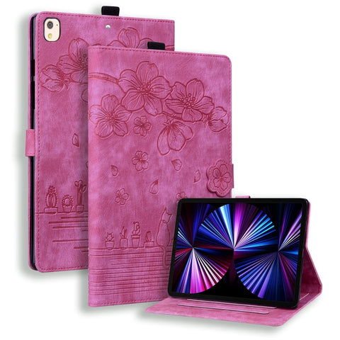 Cartoon Sakura Cat Embossed Smart Leather Tablet Case, For iPad mini 8 2026, For iPad Pro 13 2025 / 2024, For iPad Pro 11 2025 / 2024, For iPad mini 6 / mini 2024, For iPad Pro 12.9 2022 / 2021, For iPad Pro 11 2022 / Air 10.9 2022                     ...