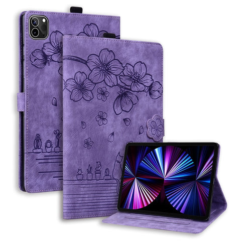 Cartoon Sakura Cat Embossed Smart Leather Tablet Case, For iPad mini 8 2026, For iPad Pro 13 2025 / 2024, For iPad Pro 11 2025 / 2024, For iPad mini 6 / mini 2024, For iPad Pro 12.9 2022 / 2021, For iPad Pro 11 2022 / Air 10.9 2022                     ...