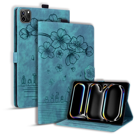 Cartoon Sakura Cat Embossed Smart Leather Tablet Case, For iPad mini 8 2026, For iPad Pro 13 2025 / 2024, For iPad Pro 11 2025 / 2024, For iPad mini 6 / mini 2024, For iPad Pro 12.9 2022 / 2021, For iPad Pro 11 2022 / Air 10.9 2022                     ...