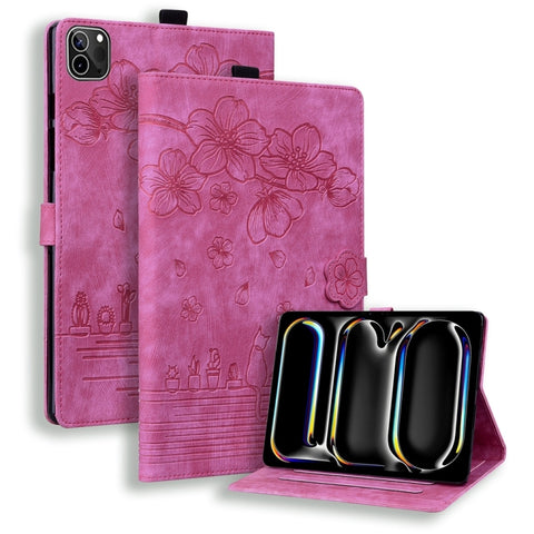Cartoon Sakura Cat Embossed Smart Leather Tablet Case, For iPad mini 8 2026, For iPad Pro 13 2025 / 2024, For iPad Pro 11 2025 / 2024, For iPad mini 6 / mini 2024, For iPad Pro 12.9 2022 / 2021, For iPad Pro 11 2022 / Air 10.9 2022                     ...