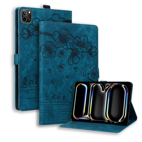 Cartoon Sakura Cat Embossed Smart Leather Tablet Case, For iPad mini 8 2026, For iPad Pro 13 2025 / 2024, For iPad Pro 11 2025 / 2024, For iPad mini 6 / mini 2024, For iPad Pro 12.9 2022 / 2021, For iPad Pro 11 2022 / Air 10.9 2022                     ...