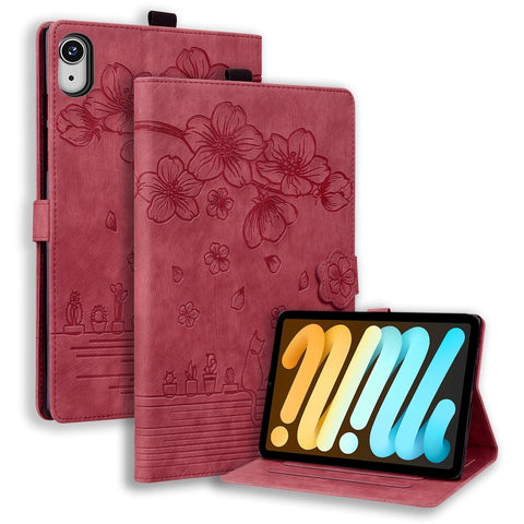 Cartoon Sakura Cat Embossed Smart Leather Tablet Case, For iPad mini 8 2026, For iPad Pro 13 2025 / 2024, For iPad Pro 11 2025 / 2024, For iPad mini 6 / mini 2024, For iPad Pro 12.9 2022 / 2021, For iPad Pro 11 2022 / Air 10.9 2022                     ...