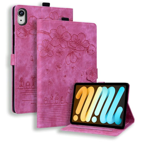 Cartoon Sakura Cat Embossed Smart Leather Tablet Case, For iPad mini 8 2026, For iPad Pro 13 2025 / 2024, For iPad Pro 11 2025 / 2024, For iPad mini 6 / mini 2024, For iPad Pro 12.9 2022 / 2021, For iPad Pro 11 2022 / Air 10.9 2022                     ...