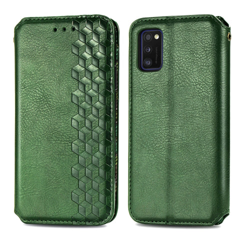 Cubic Grid Pressed Horizontal Flip Magnetic Leather Case with Holder & Card Slots & Wallet, For Samsung Galaxy A20(Japanese Version), For Samsung Galaxy A30(Japanese Version), For Samsung Galaxy A30, For Samsung Galaxy A41                              ...