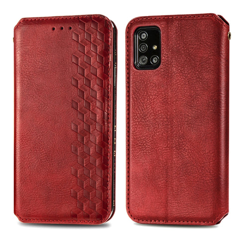 Cubic Grid Pressed Horizontal Flip Magnetic Leather Case with Holder & Card Slots & Wallet, For Samsung Galaxy A20(Japanese Version), For Samsung Galaxy A30(Japanese Version), For Samsung Galaxy A30, For Samsung Galaxy A41                              ...