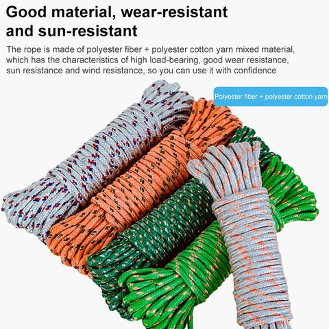 Outdoor Thick Nylon Rope for Hanging Clothes, Random Color, 5m, 20m