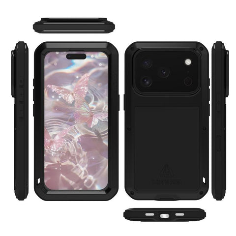 LOVE MEI Metal Shockproof Life Waterproof Dustproof Phone Case, For iPhone 18 Pro / 17 Pro, For iPhone 18 Pro Max / 17 Pro Max, For iPhone 17, For iPhone 16 Pro Max, For iPhone 16 Pro, For iPhone 16, For iPhone 15 Pro Max, For iPhone 15 Pro