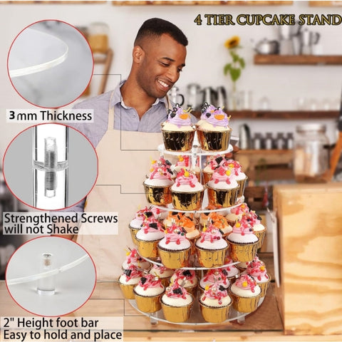 YX064 4 Tier Acrylic Circular Cupcake Stand, YX064