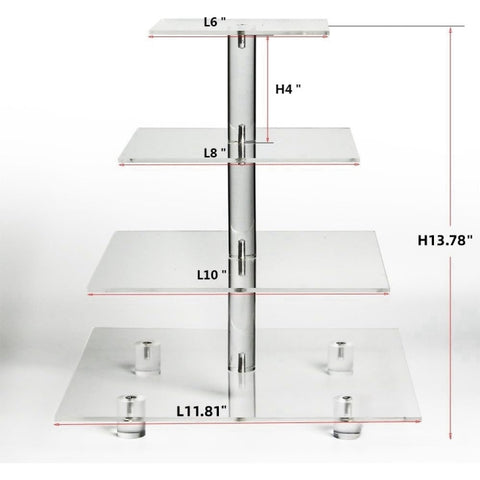 YX065 4 Tier Acrylic Square Cupcake Stand, YX065