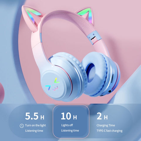 BT612 LED Cat Ear Single Sound Folding Bluetooth Earphone with Microphone