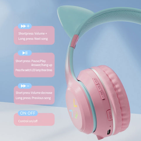 BT612 LED Cat Ear Single Sound Folding Bluetooth Earphone with Microphone