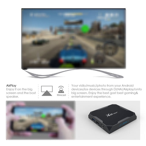X96 max+ 4K Smart TV Box, Android 9.0, Amlogic S905X3 Quad-Core Cortex-A55,4GB+32GB, Support LAN, AV, 2.4G/5G WiFi, USBx2,TF Card,, EU Plug, US Plug, UK Plug, AU Plug