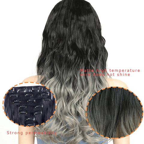 50cm 16 Card Long Curly Hair Wig Seamless Hair Extension Piece