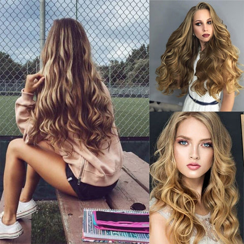 50cm 16 Card Long Curly Hair Wig Seamless Hair Extension Piece