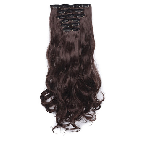50cm 16 Card Long Curly Hair Wig Seamless Hair Extension Piece