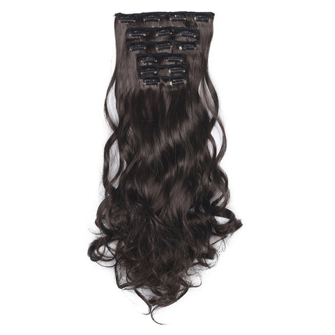 50cm 16 Card Long Curly Hair Wig Seamless Hair Extension Piece