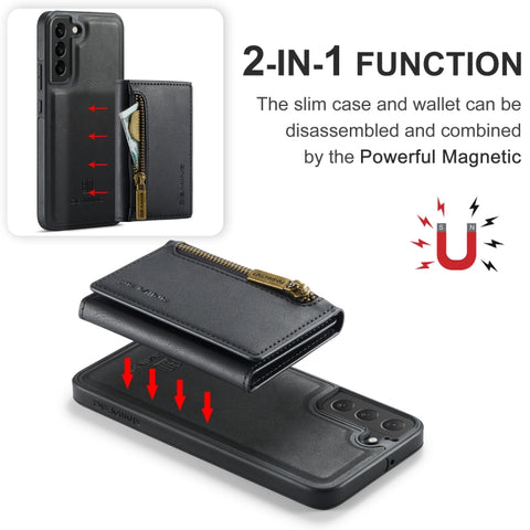DG.MING M5 Series Zip RFID Multi Card Detachable Leather Phone Case, For Samsung Galaxy S22, For Samsung Galaxy S21 Ultra