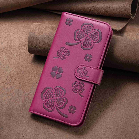 Four-leaf Embossed Leather Phone Case, For Samsung Galaxy A50, For Samsung Galaxy S10+, For Samsung Galaxy S10, For Samsung Galaxy S9+, For Samsung Galaxy S9