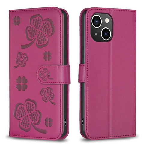Four-leaf Embossed Leather Phone Case, For iPhone 7 / 8 / SE 2022, For iPhone 13 Pro Max, For iPhone 13 Pro, For iPhone 13, For iPhone 12 / 12 Pro, For iPhone 12 Pro Max, For iPhone 11 Pro Max, For iPhone 11