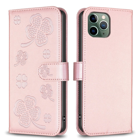Four-leaf Embossed Leather Phone Case, For iPhone 7 / 8 / SE 2022, For iPhone 13 Pro Max, For iPhone 13 Pro, For iPhone 13, For iPhone 12 / 12 Pro, For iPhone 12 Pro Max, For iPhone 11 Pro Max, For iPhone 11