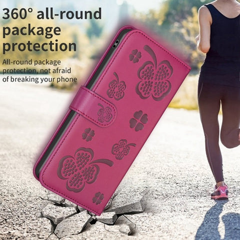 Four-leaf Embossed Leather Phone Case, For iPhone 11 Pro, For iPhone X / XS, For iPhone XR, For iPhone XS Max, For iPhone 7 Plus / 8 Plus