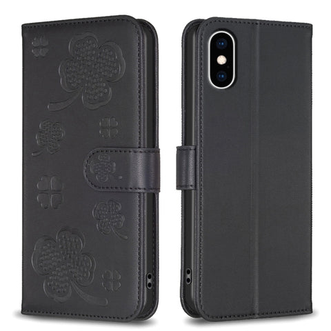 Four-leaf Embossed Leather Phone Case, For iPhone 11 Pro, For iPhone X / XS, For iPhone XR, For iPhone XS Max, For iPhone 7 Plus / 8 Plus