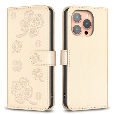Four-leaf Embossed Leather Phone Case, For iPhone 18 Pro/17 Pro, For iPhone 18 Pro Max/17 Pro Max, For iPhone 17, For iPhone 17 Air, For iPhone 16 Pro Max, For iPhone 16 Pro, For iPhone 16 Plus, For iPhone 16