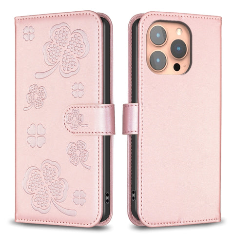 Four-leaf Embossed Leather Phone Case, For iPhone 18 Pro/17 Pro, For iPhone 18 Pro Max/17 Pro Max, For iPhone 17, For iPhone 17 Air, For iPhone 16 Pro Max, For iPhone 16 Pro, For iPhone 16 Plus, For iPhone 16