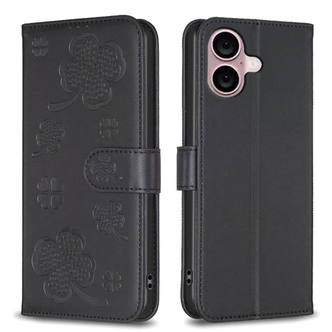 Four-leaf Embossed Leather Phone Case, For iPhone 18 Pro/17 Pro, For iPhone 18 Pro Max/17 Pro Max, For iPhone 17, For iPhone 17 Air, For iPhone 16 Pro Max, For iPhone 16 Pro, For iPhone 16 Plus, For iPhone 16