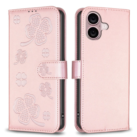 Four-leaf Embossed Leather Phone Case, For iPhone 18 Pro/17 Pro, For iPhone 18 Pro Max/17 Pro Max, For iPhone 17, For iPhone 17 Air, For iPhone 16 Pro Max, For iPhone 16 Pro, For iPhone 16 Plus, For iPhone 16