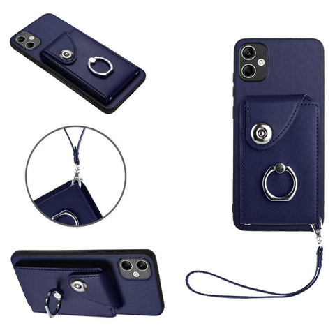 Organ Card Bag Ring Holder PU Phone Case with Lanyard, For Samsung Galaxy A14 5G, For Samsung Galaxy A04 4G, For Samsung Galaxy A13 5G/A04s, For Samsung Galaxy S20 FE, For Samsung Galaxy A23 165.4mm, For Samsung Galaxy A53 5G, For Samsung Galaxy A33 5G...