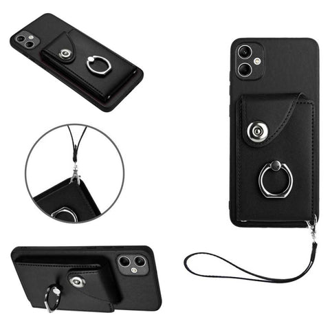 Organ Card Bag Ring Holder PU Phone Case with Lanyard, For Samsung Galaxy A14 5G, For Samsung Galaxy A04 4G, For Samsung Galaxy A13 5G/A04s, For Samsung Galaxy S20 FE, For Samsung Galaxy A23 165.4mm, For Samsung Galaxy A53 5G, For Samsung Galaxy A33 5G...