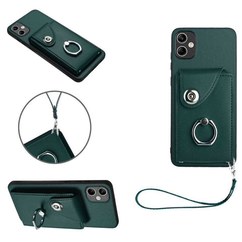Organ Card Bag Ring Holder PU Phone Case with Lanyard, For Samsung Galaxy A14 5G, For Samsung Galaxy A04 4G, For Samsung Galaxy A13 5G/A04s, For Samsung Galaxy S20 FE, For Samsung Galaxy A23 165.4mm, For Samsung Galaxy A53 5G, For Samsung Galaxy A33 5G...